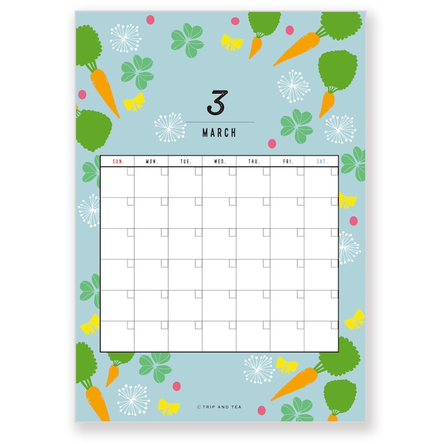 TRIP AND TEA 季節の壁掛けA4カレンダー