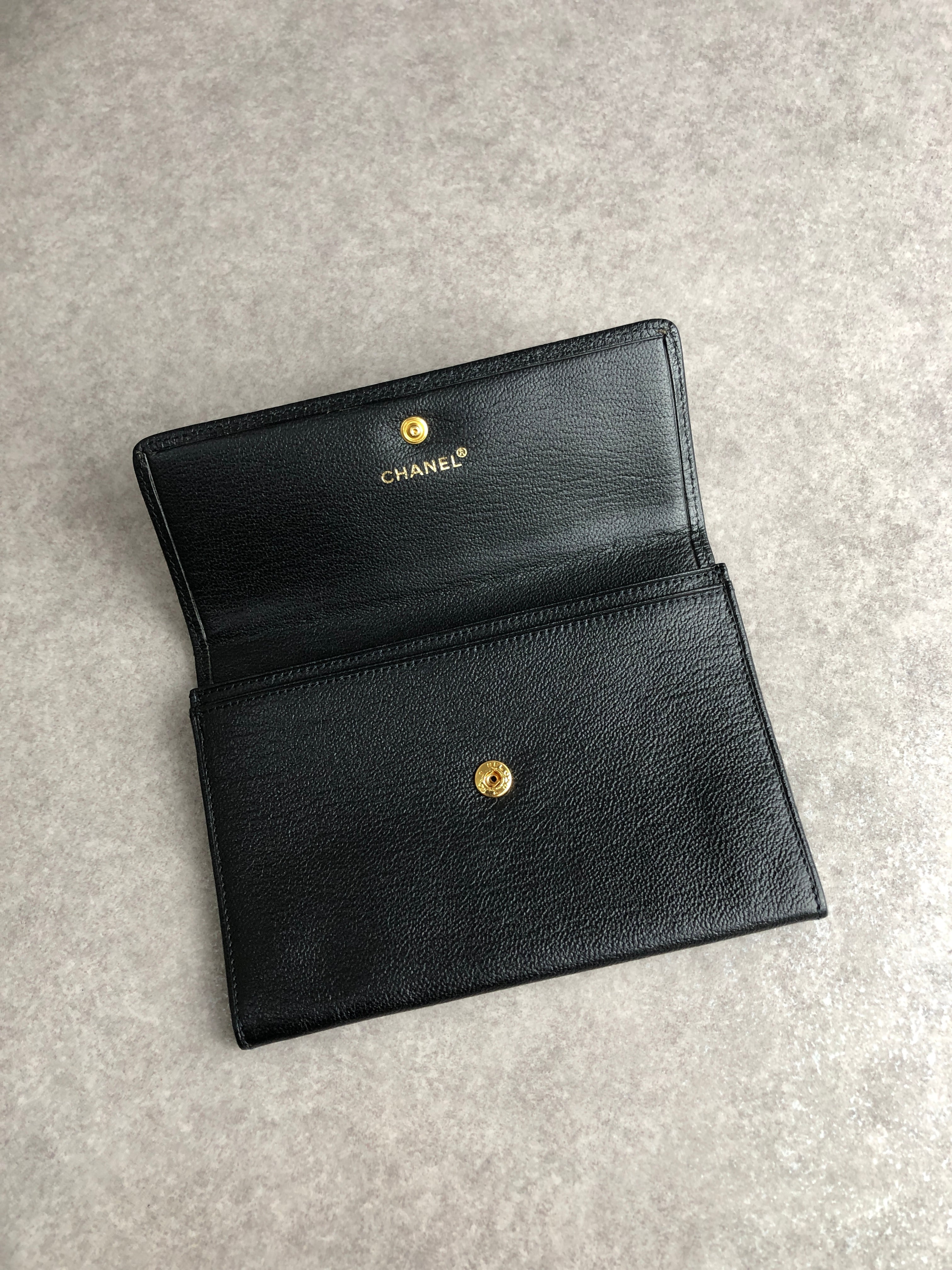 CHANEL シャネル 財布 ブラック ココマーク レザー 二つ折り vintage