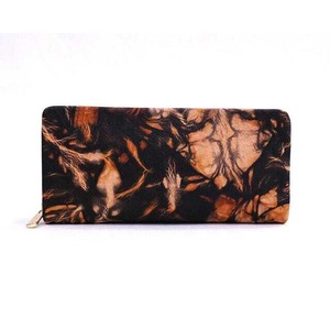 AMAMI MUD DYED LEATHER ROUND ZIP LONG WALLET -CAMEL-