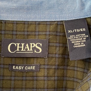 【CHAPS】 チェック 柄シャツ ディープグリーン オーバーサイズ ビッグサイズ 長袖シャツ XL US古着