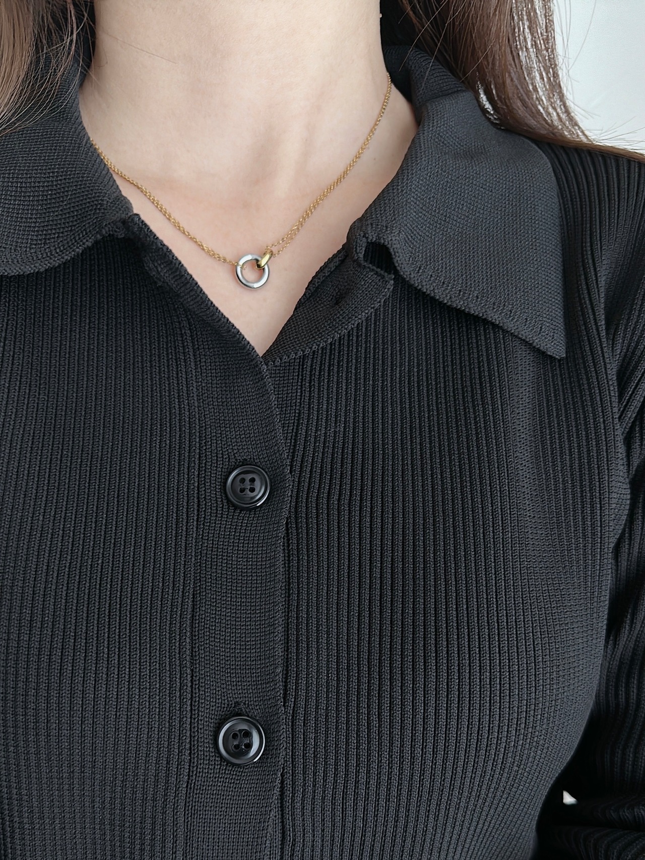 SS ツーカラーリングネックレス