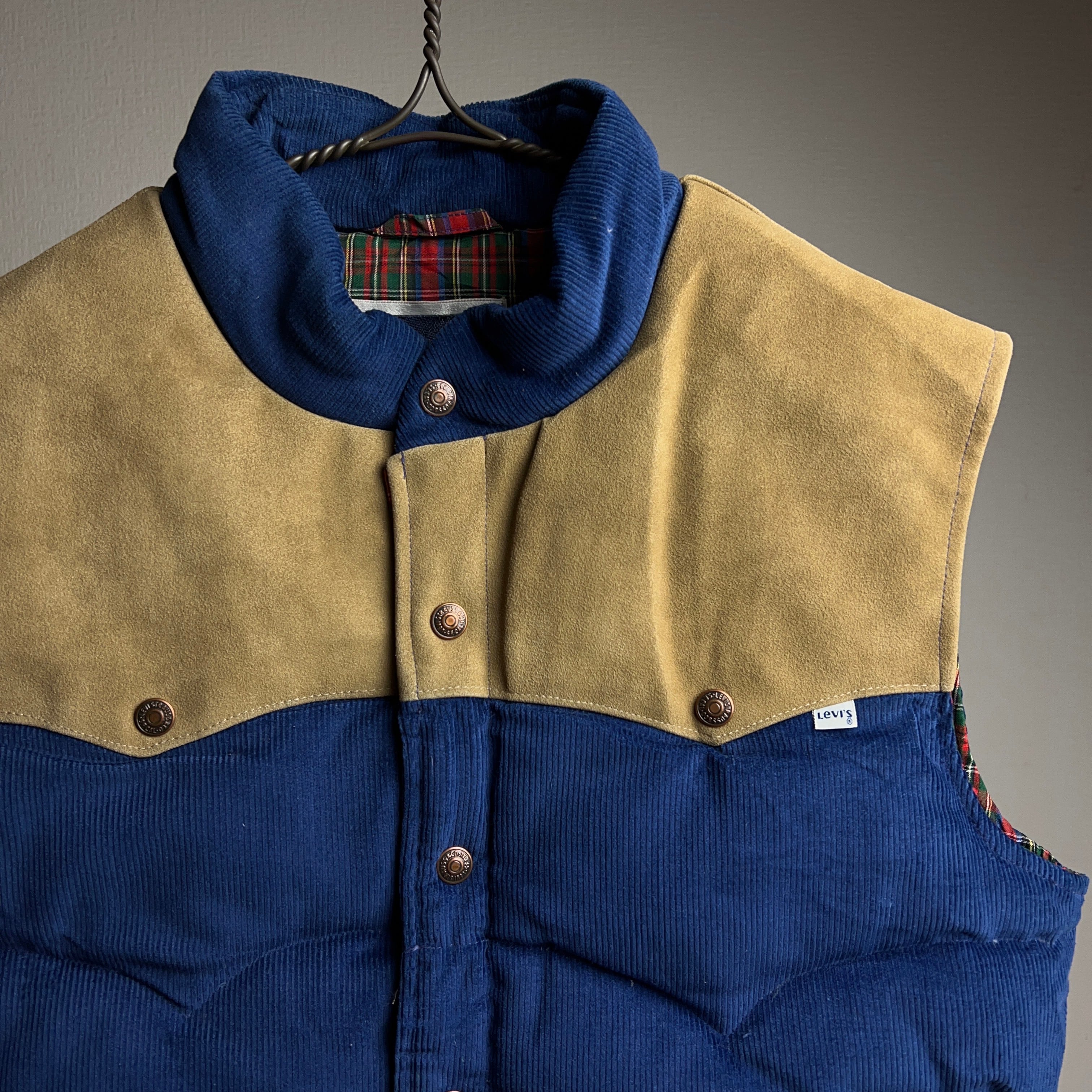美品 70's~ Levi's Leather×Corduroy Down Vest USA製 70年代