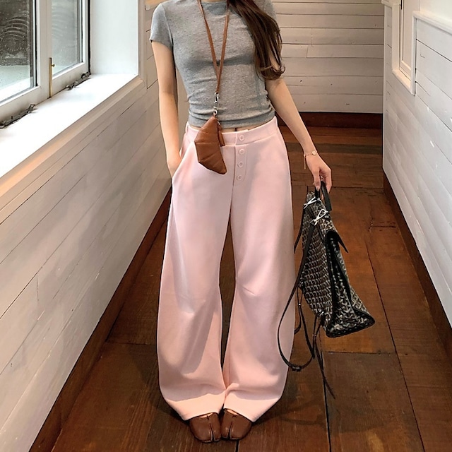 ボタンフライカーブスウェットパンツ［XS-XL］