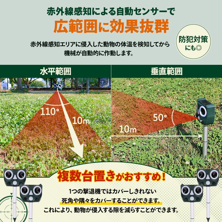 動物撃退器 害獣撃退 IP55の高認定【1個】 | MRG JAPAN Direct