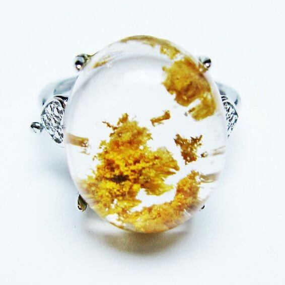 ガーデンクォーツ 指輪 ガーデン水晶 リング フリーサイズ 15号 一点物 メール便可 [M便 1/20] 115-6952