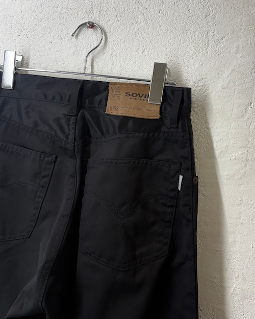 00s SOVIET Black Nylon Slim Trousers ITALY製