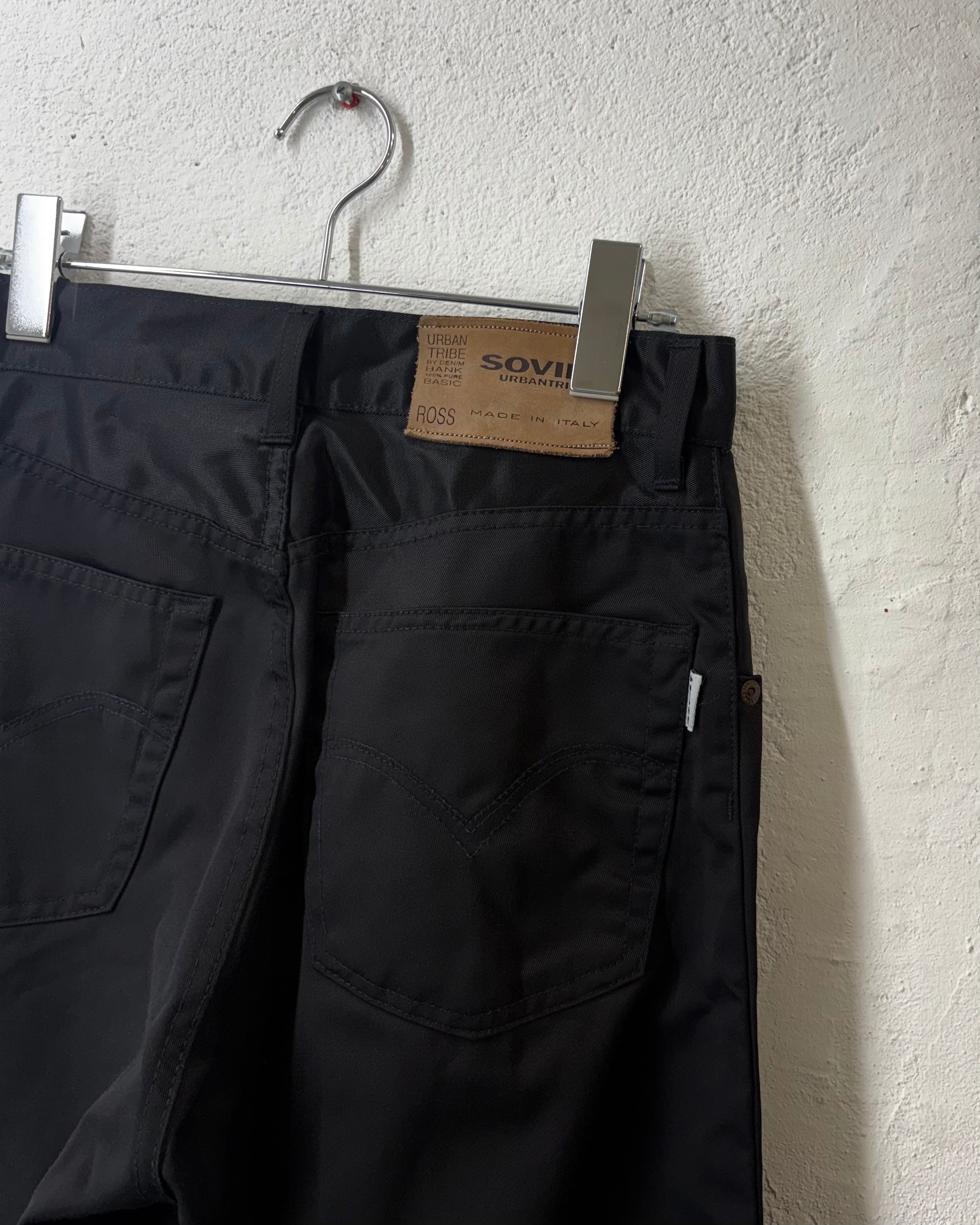 00s SOVIET Black Nylon Slim Trousers ITALY製