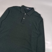 90s Polo by Ralph Lauren ポロ ラルフローレン ワンポイント刺繍 長袖 ポロシャツ L/ダークグリーン系 メンズ ビンテージ