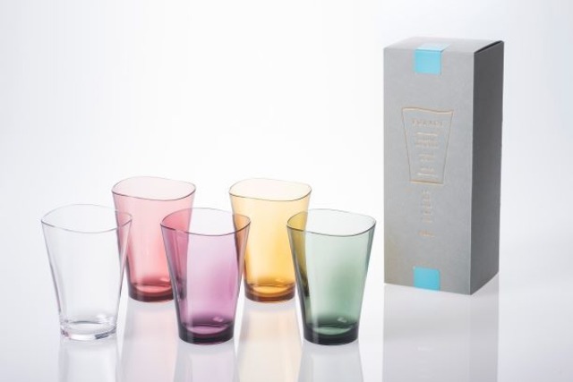 プラキラ(Plakira) タンブラー クリア&スモークピンク&イエロー&バイオレット&グリーン 320ml 5個セット