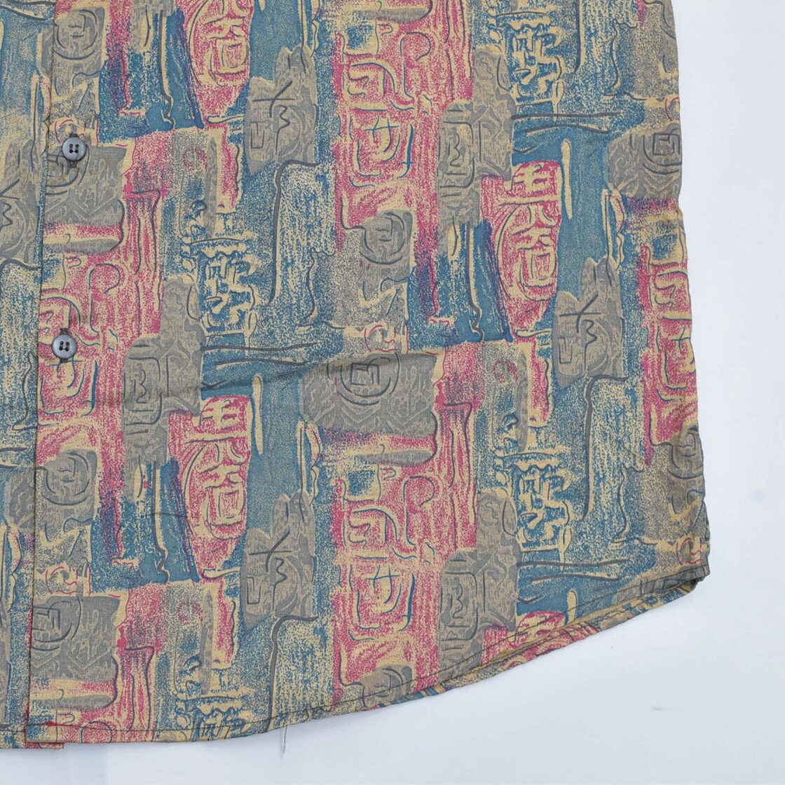 80～90s THAI SILK by APPLE 幾何学模様 総柄 シルクシャツ 