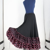 【フラメンコ衣装】ブラック prima boutique プリマブティック ファルダ スカート ボランテ フリル 黒 ピンク ドット 水玉