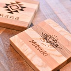 名前入れ寄木ウッドコースター♪【ギフトラッピング可能】