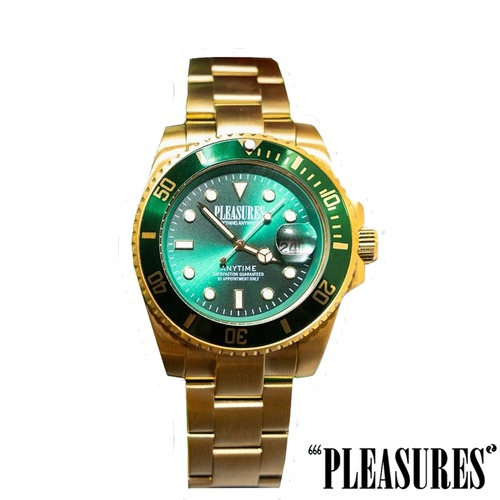 【PLEASURES/プレジャーズ】ANYTIME WATCH 腕時計 / GOLD/GREEN / SP26-13943