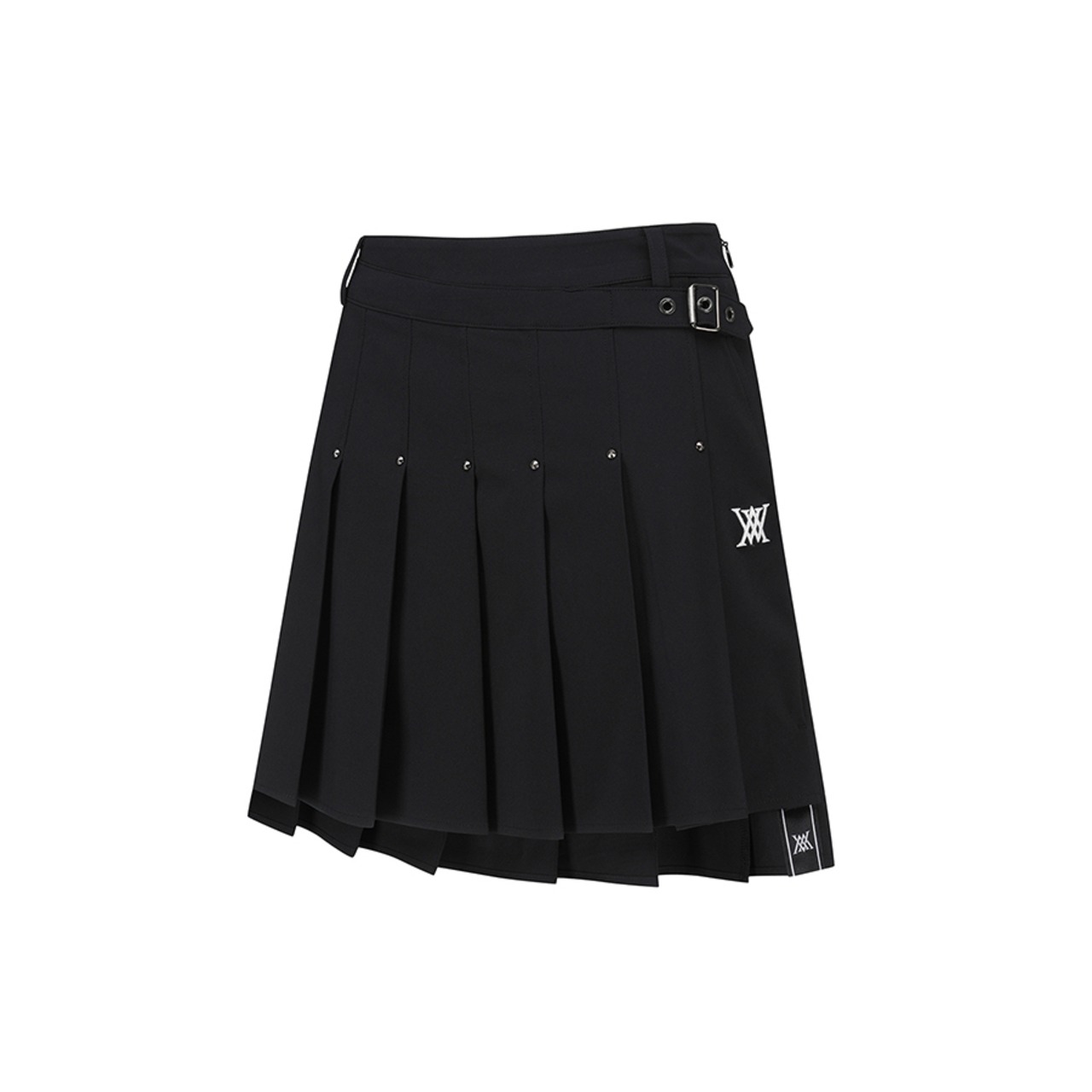 WOMEN BUCKLE DECORATIOIN PLEATS SKIRT