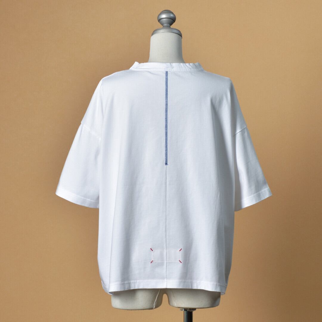 快晴堂 カイセイドウ 首まわりしっかり5分袖Tシャツ・オフホワイト