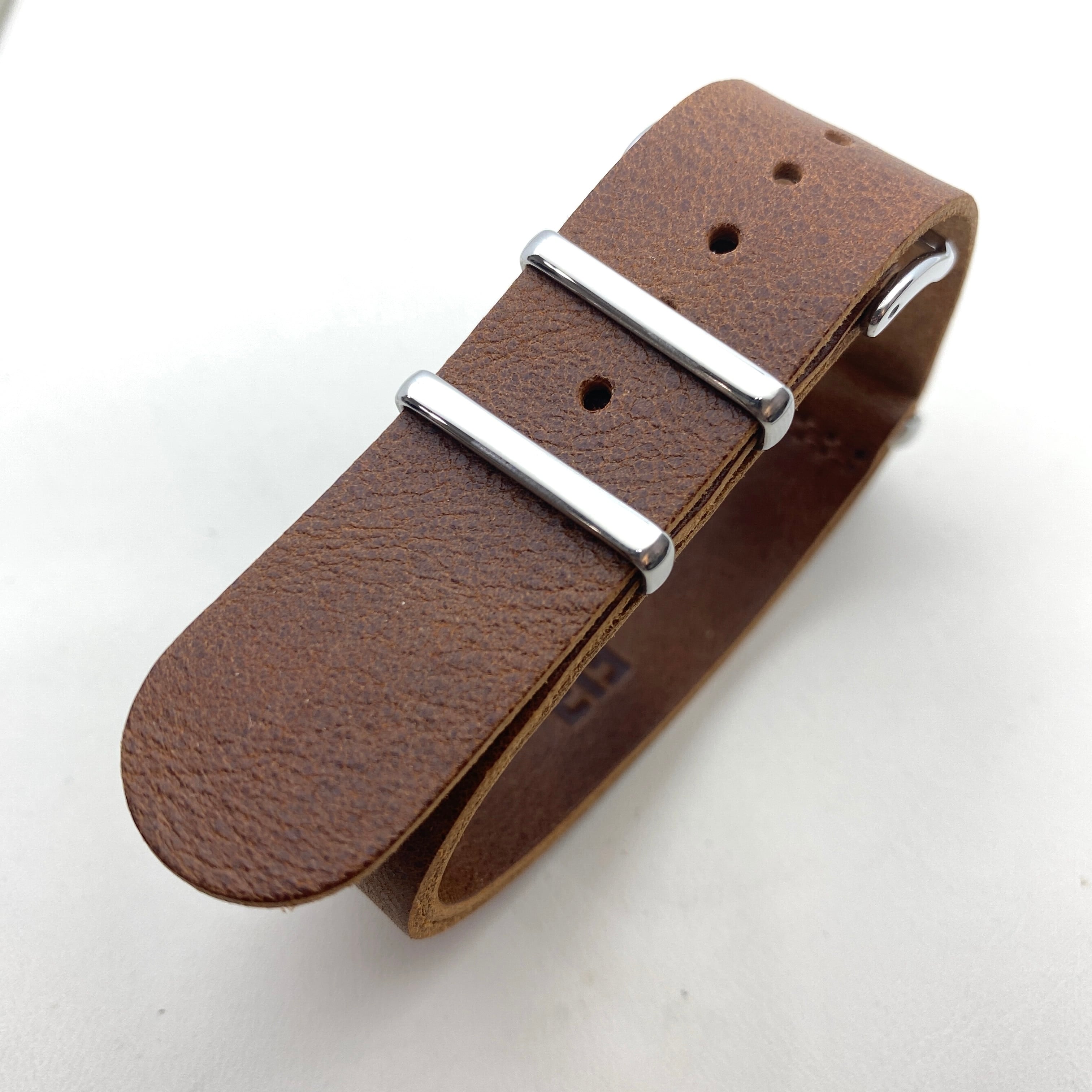 FIF belt】 オイルレザー NATO ストラップ ブラウン 20mm 腕時計ベルト