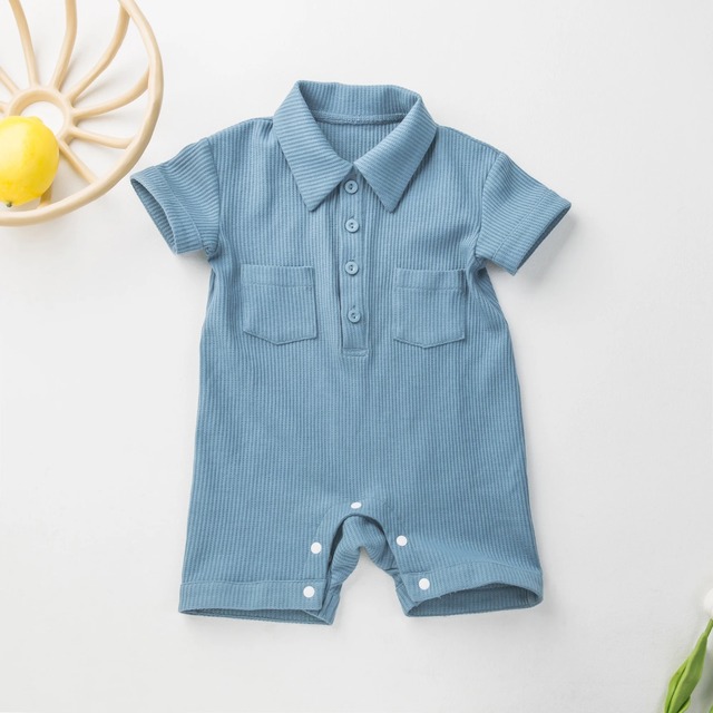 waffle polo shirt rompers