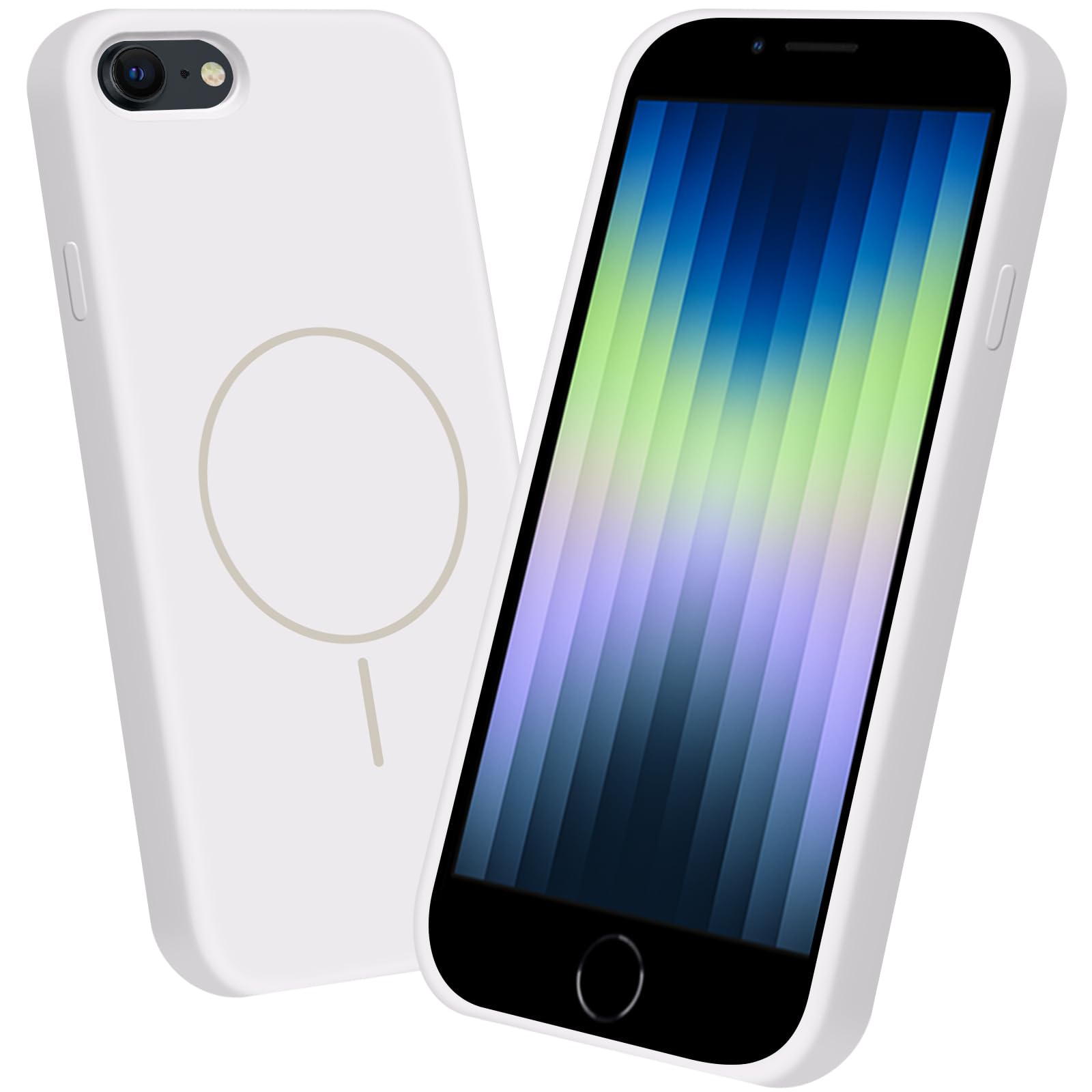 iPhone SE3 iPhone SE2 iPhone8 iPhone7 ケース MagSafe対応 シリコン カバー アイフォンSE3 耐衝撃 スマホケース 米軍MIL規格 PCアーキテクチャ 液体シリコーン 保護ケース 落下防止 ホワイト 4.7インチ