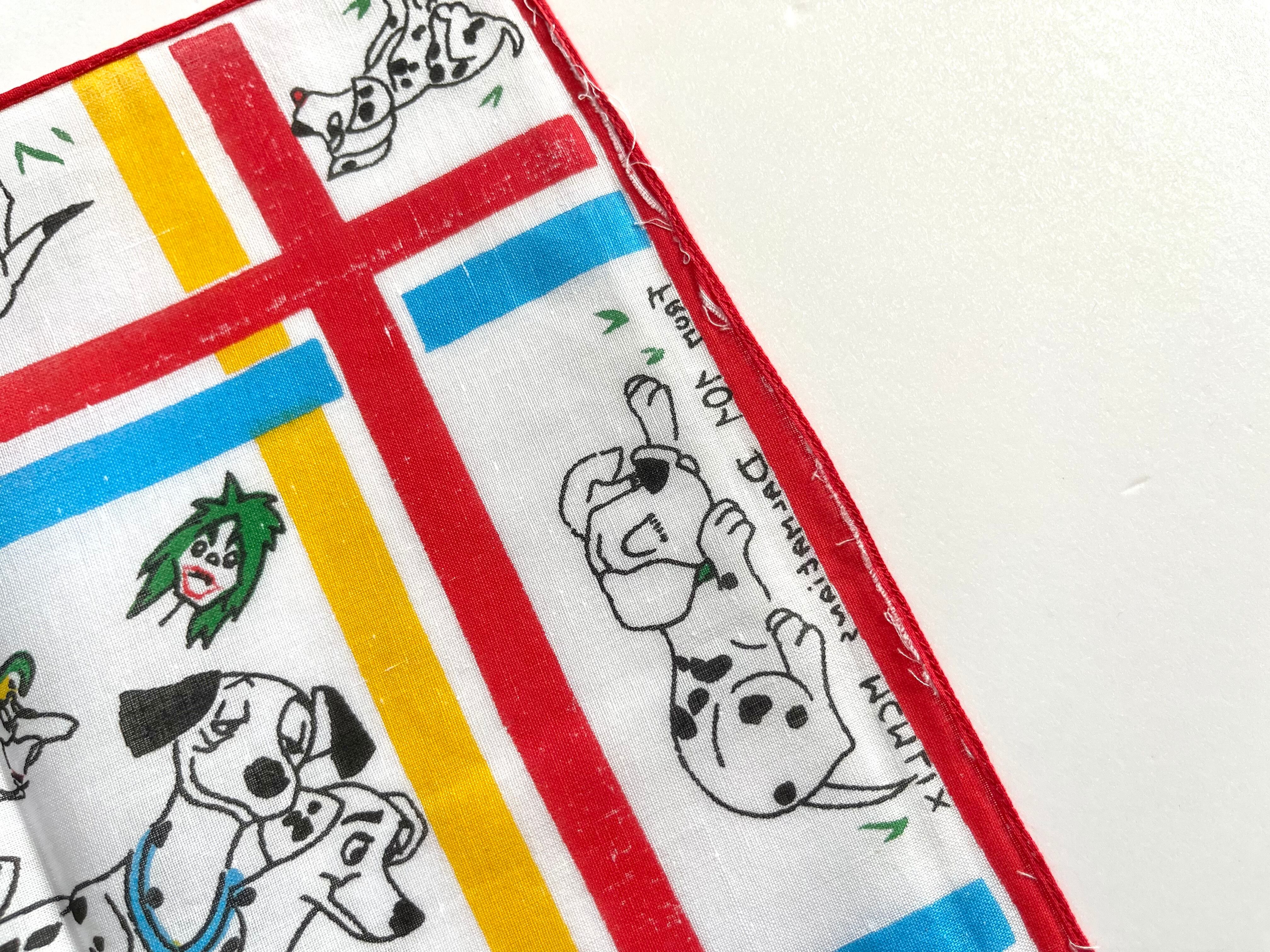 Deadstock】~80s Disney 101匹わんちゃん ヴィンテージハンカチ MADE
