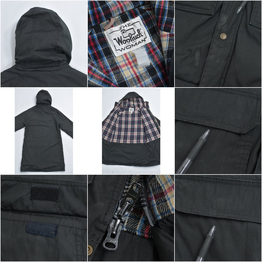 70～80s USA製 WOOLRICH ウールリッチ  グッドフェードブラック チェックライニング ロング丈 マウンテンパーカー ジャケット アウター  アウトドア ヴィンテージ ビンテージ アメリカ古着 レディースM相当 70～80s USA製 WOOLRICH ウールリッチ グッドフェードブラック