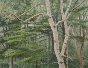 油絵 #16「霧雨の森」F6 / Oil Painting #16 "The Forest of Drizzling Rain" F6