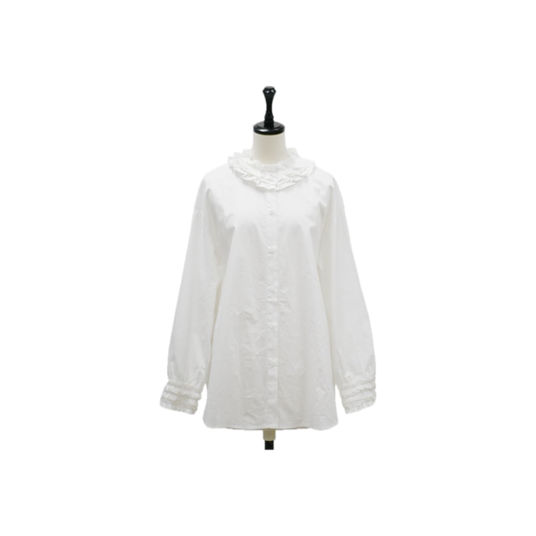 Soft elegance ruffle collar blouse