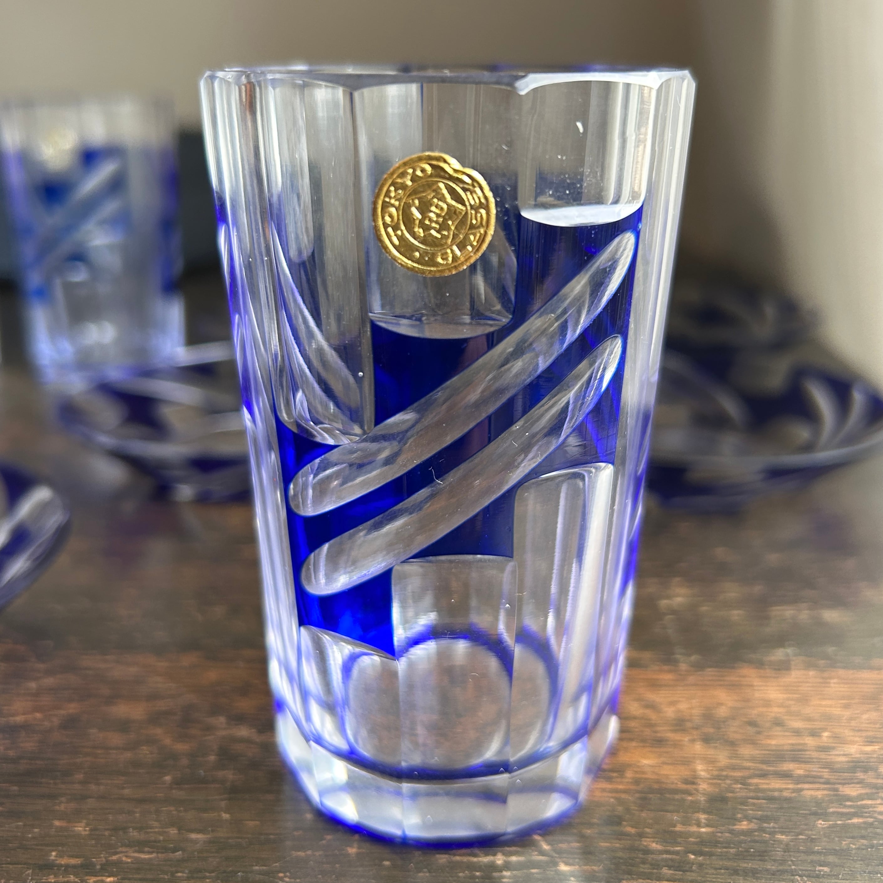 ヴィンテージ  被せガラスのグラス＆ソーサーセット