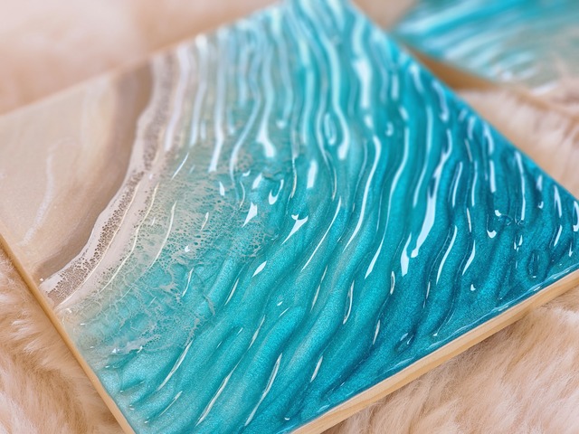 454.オーシャンレジンアート 波紋アート 15㎝パネル