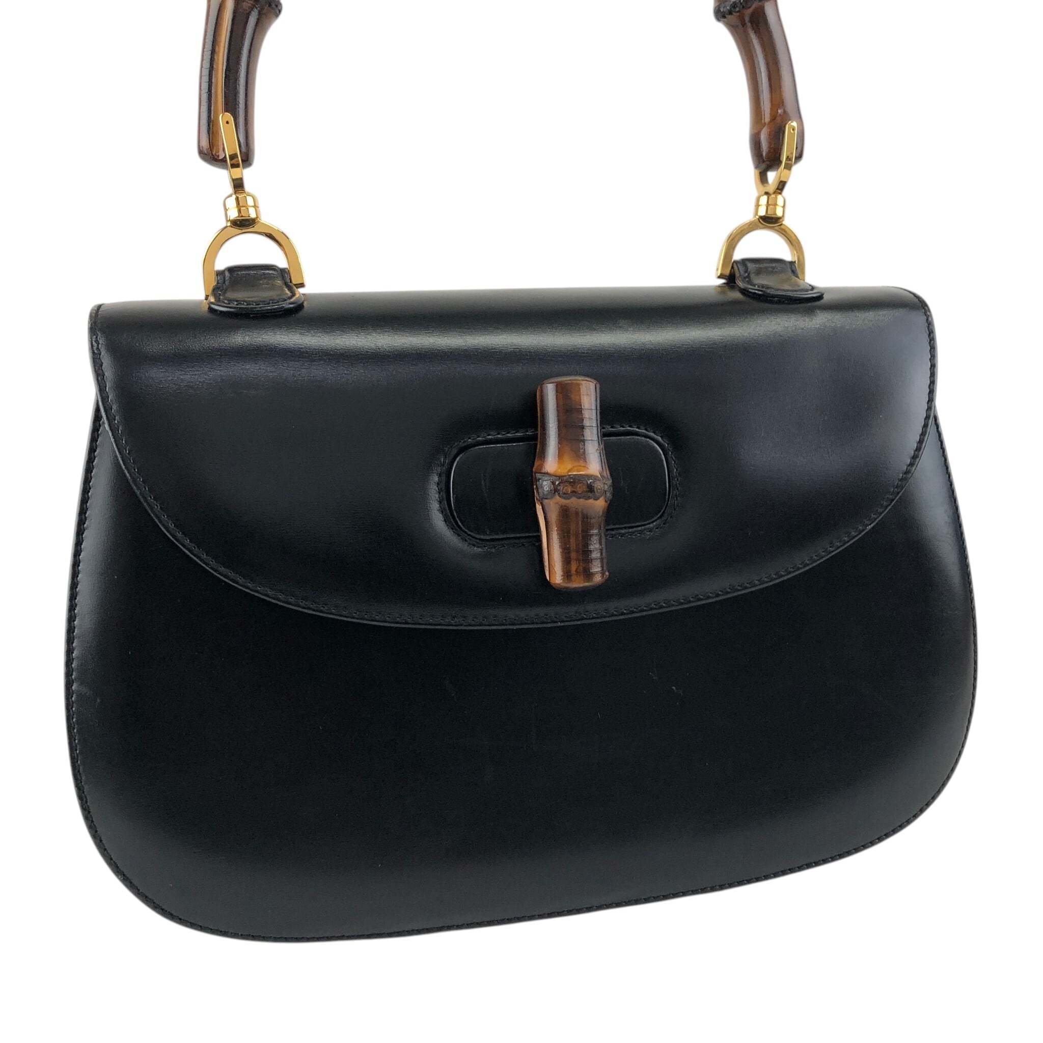 GUCCI グッチ バンブー ハンドバッグ ブラック ターンロック レザー