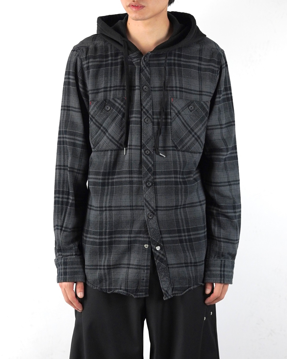 90s check shirt hoodie | Hype