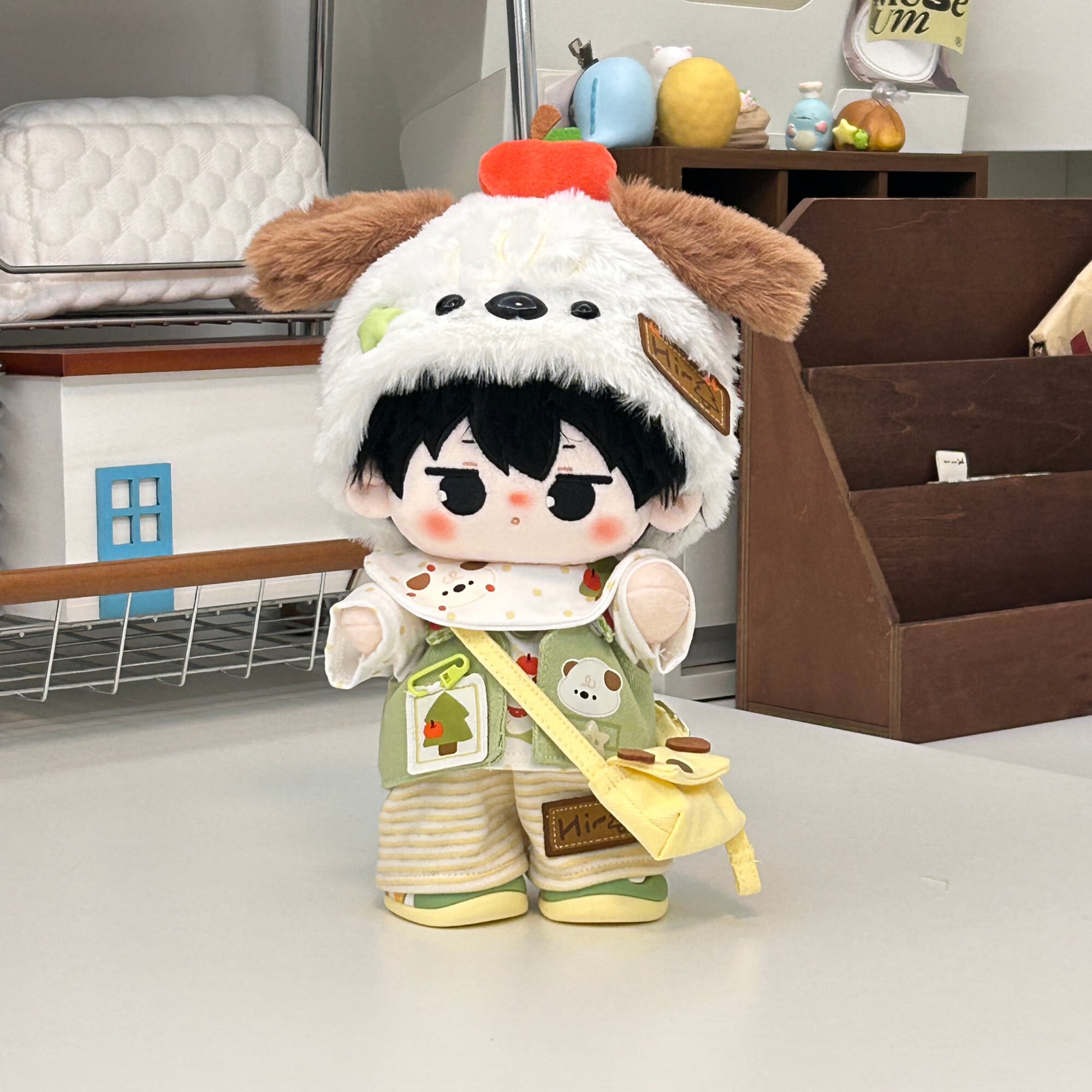 20cmぬいぐるみ用 トップス+パンツ+ベスト+マフラー+帽子+バッグ 着せ