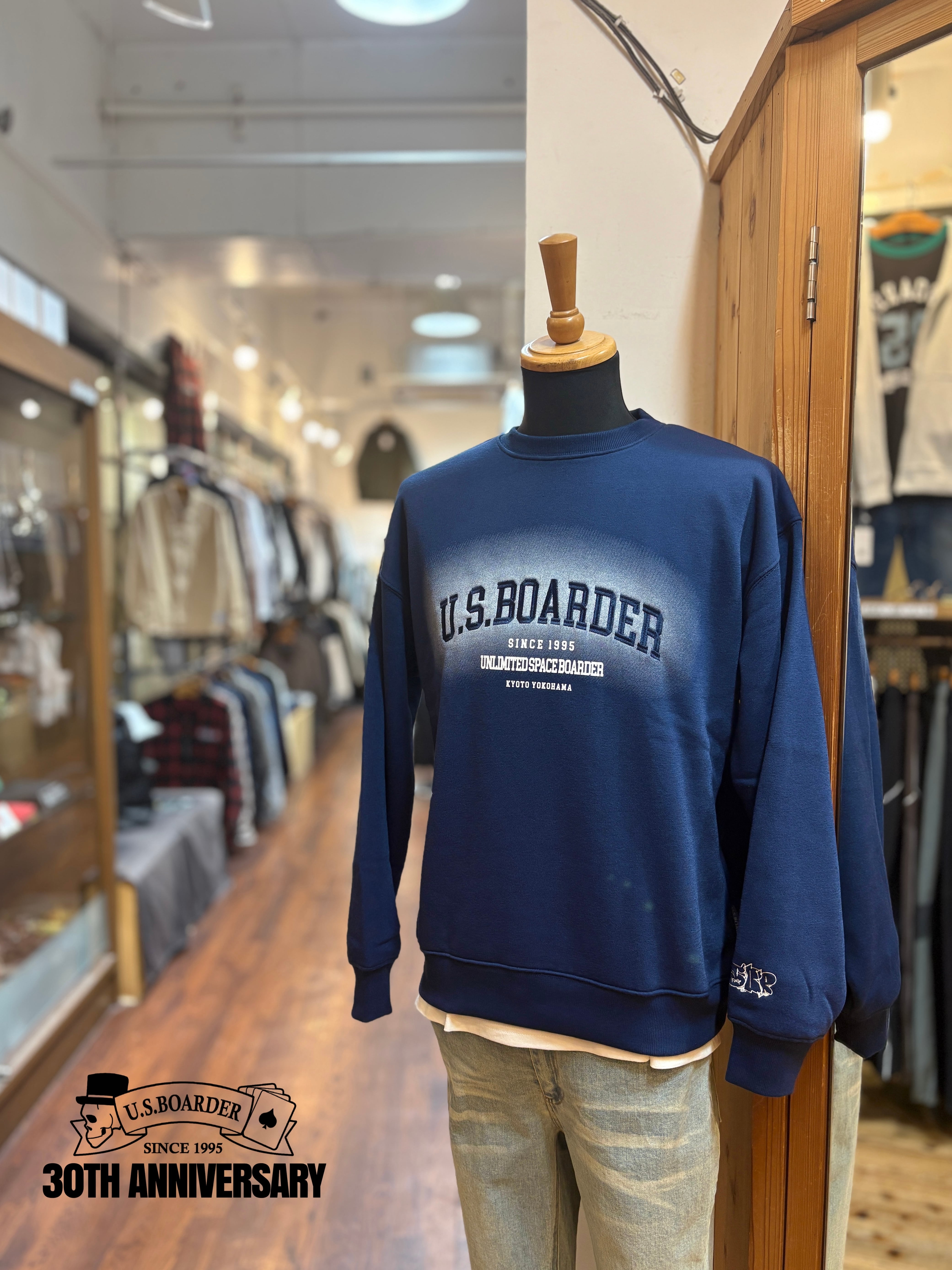 U.S.BOARDER 裏起毛25 SWT ネイビー NVY Navy blue 紺色 刺繍 カレッジ