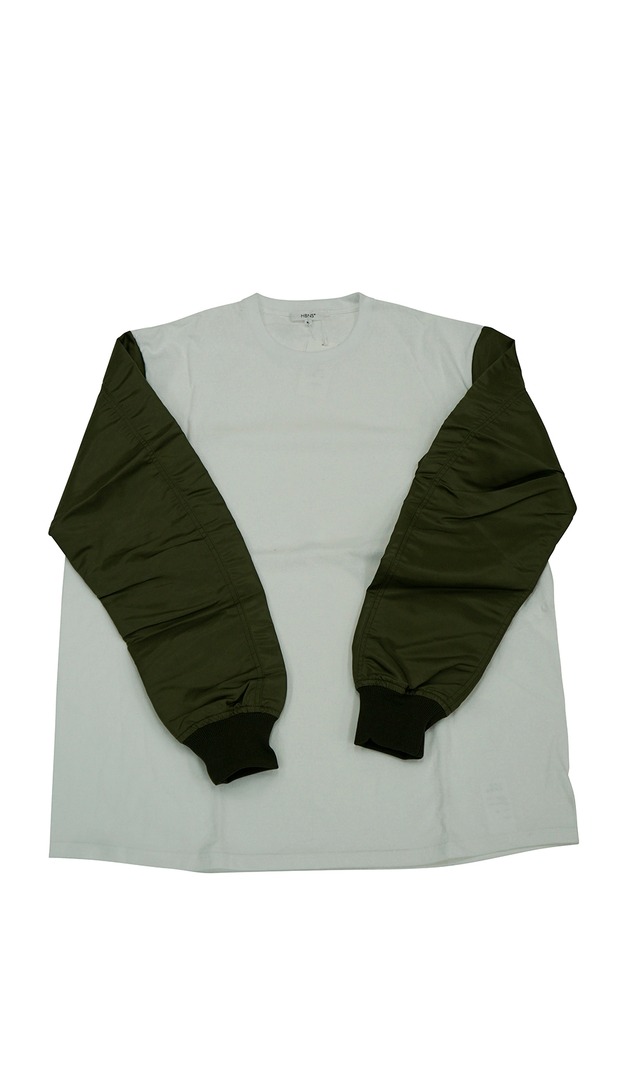 FLIGHT-SLEEVE L/SL Tee (WHITE / KHAKI)