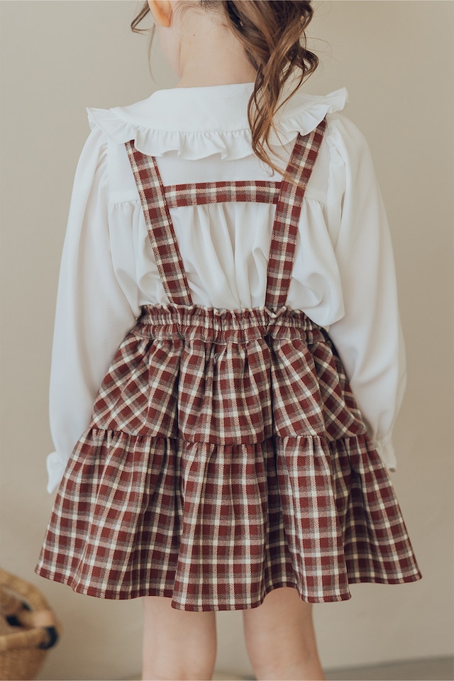 ブルマ付サスペンダーギャザースカート〈Red check〉