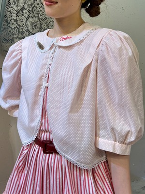 70s 80s.vintage “Candie’s” pink flock printing pin dot night jacket