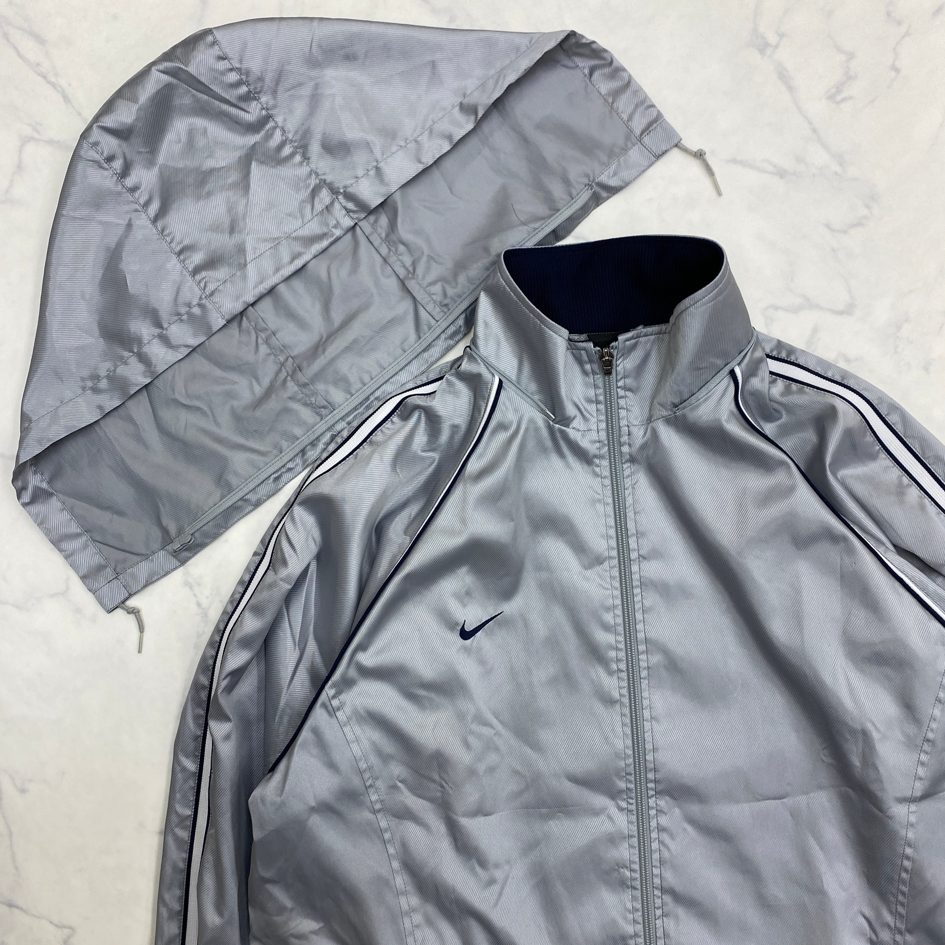 00s nike metallic silver tech nylon jacket y2k | KOUHUKU