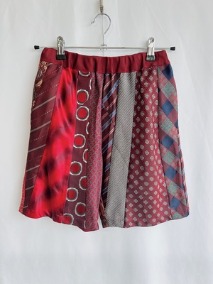 【KOH ISHIGURO】"再構築" REMAKE vintage tie striped patchwork short pants