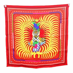 未使用保管品　HERMES　エルメス　カレ70　王者の虎　フルリ　Vintage tigre royal Fleuri　スター　赤　2021年　22-2820
