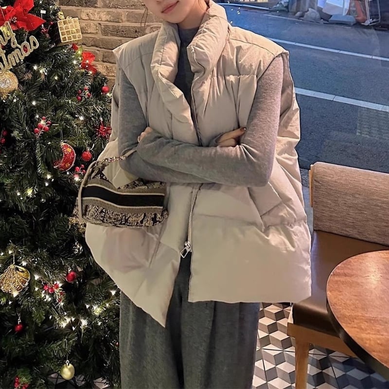 ノースリーブ ジップアップ ダウンジャケット ◆3color 204547