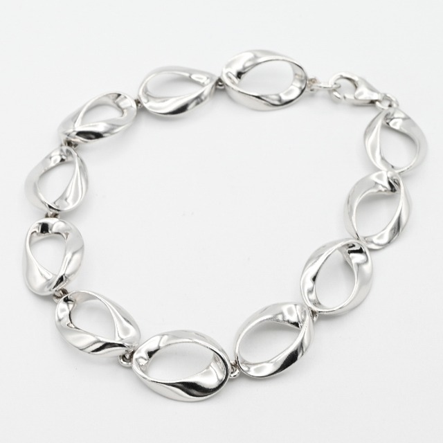 Modernist Curvy Chain Design Link Bracelet / Denmark