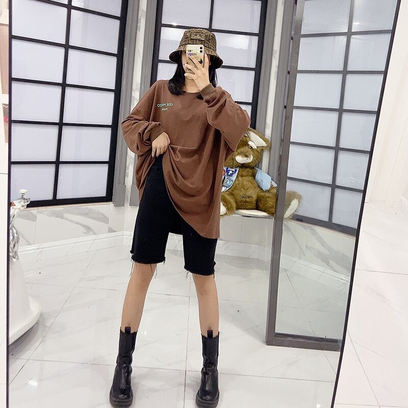 オータムシャツ ルーズトップス 薄手Tシャツ 大きめサイズ 秋物 ミックスインファッション81510262480