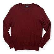 nano universe ナノユニバース ケーブル編み クルーネック ハイゲージ ウール ニット セーター L /ボルドー ワインレッド系/メンズ