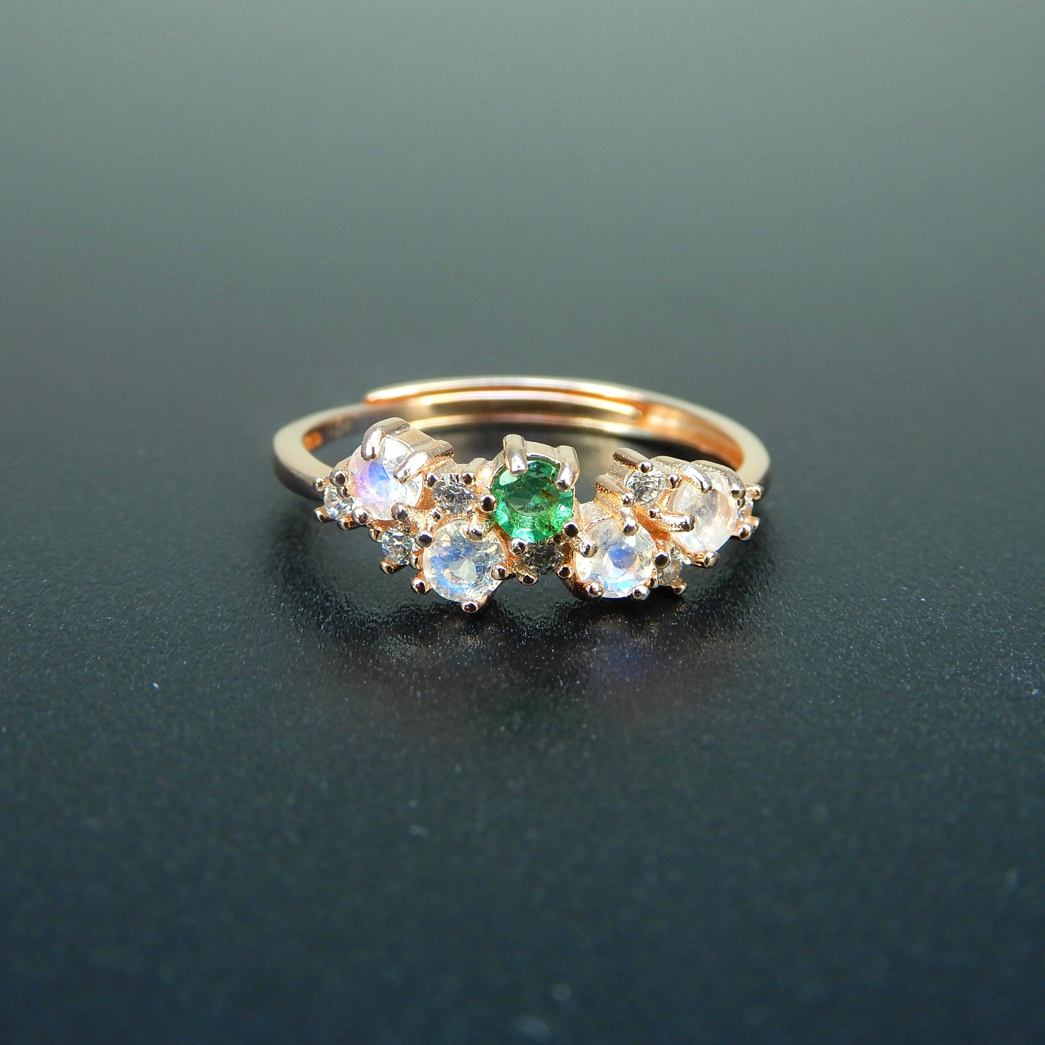 リースRing♦︎エメラルド・ラブラドライト♦︎PGカラー《0054》