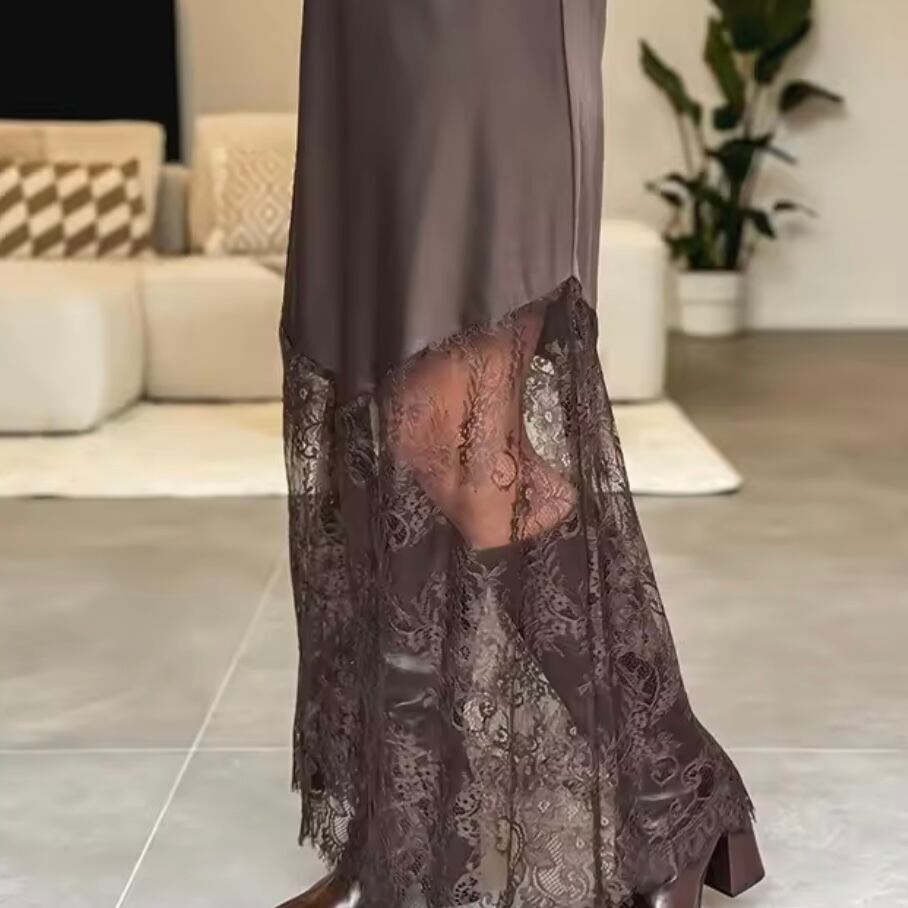 satin lace skirt