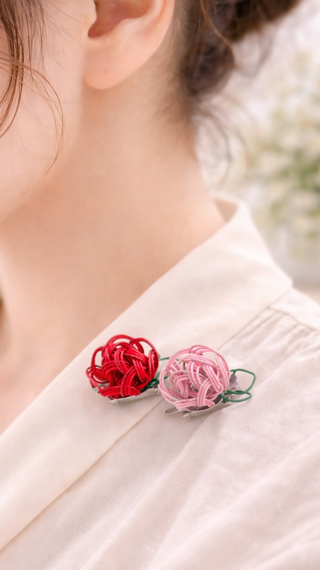 水引薔薇のコサージュブローチ 手作りキット 赤・ピンク | 紙単衣