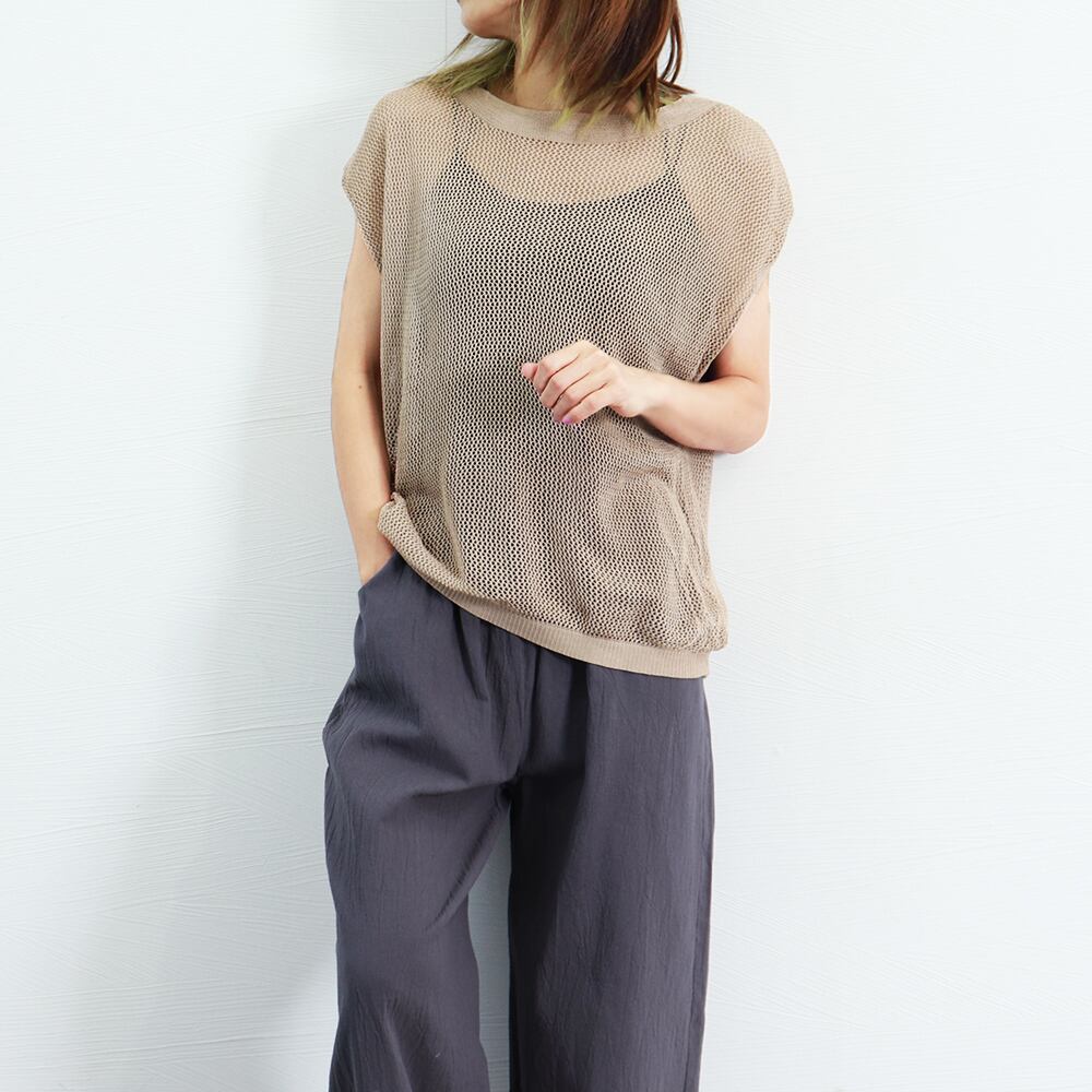 透かし編み サマーニット レディース 春夏 トップス 重ね着 おしゃれ きれいめ 大人 かわいい 透け感 フレンチスリーブ メッシュ 大人可愛い 大人女子