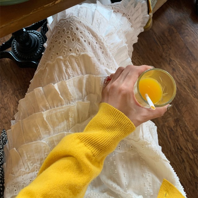 lace frill tiered skirt　J00221