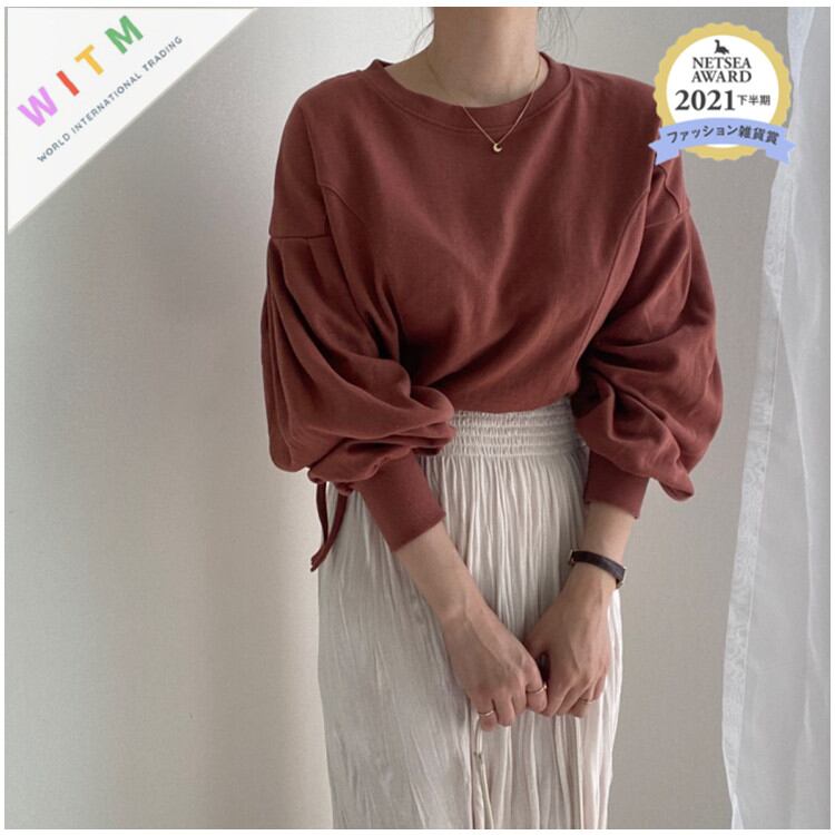 2022春新作 パフスリーブ トップス プルオーバー レディース カジュアル スタイリッシュ