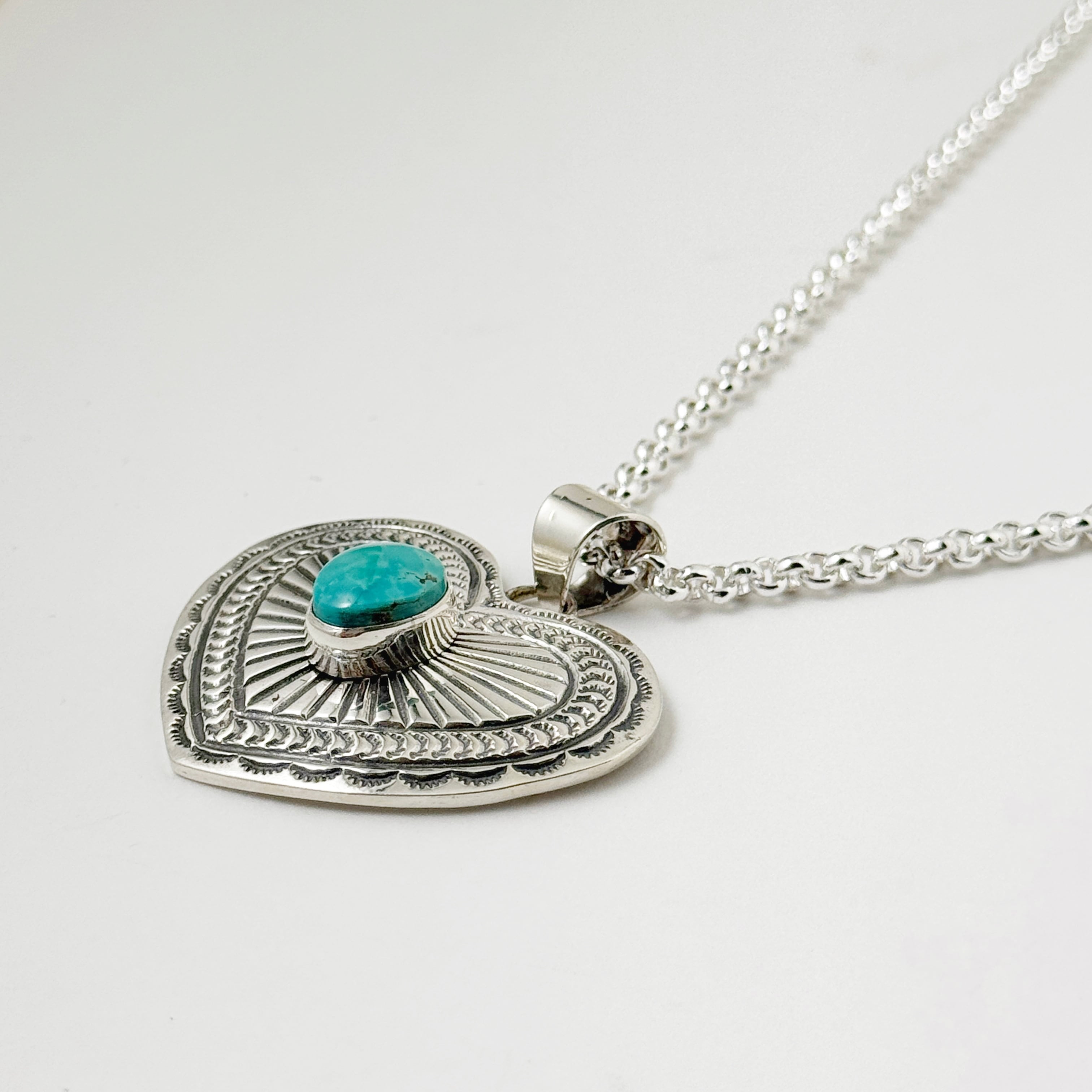 Indian Jewelry 》キングマン ターコイズハートペンダント ネックレス