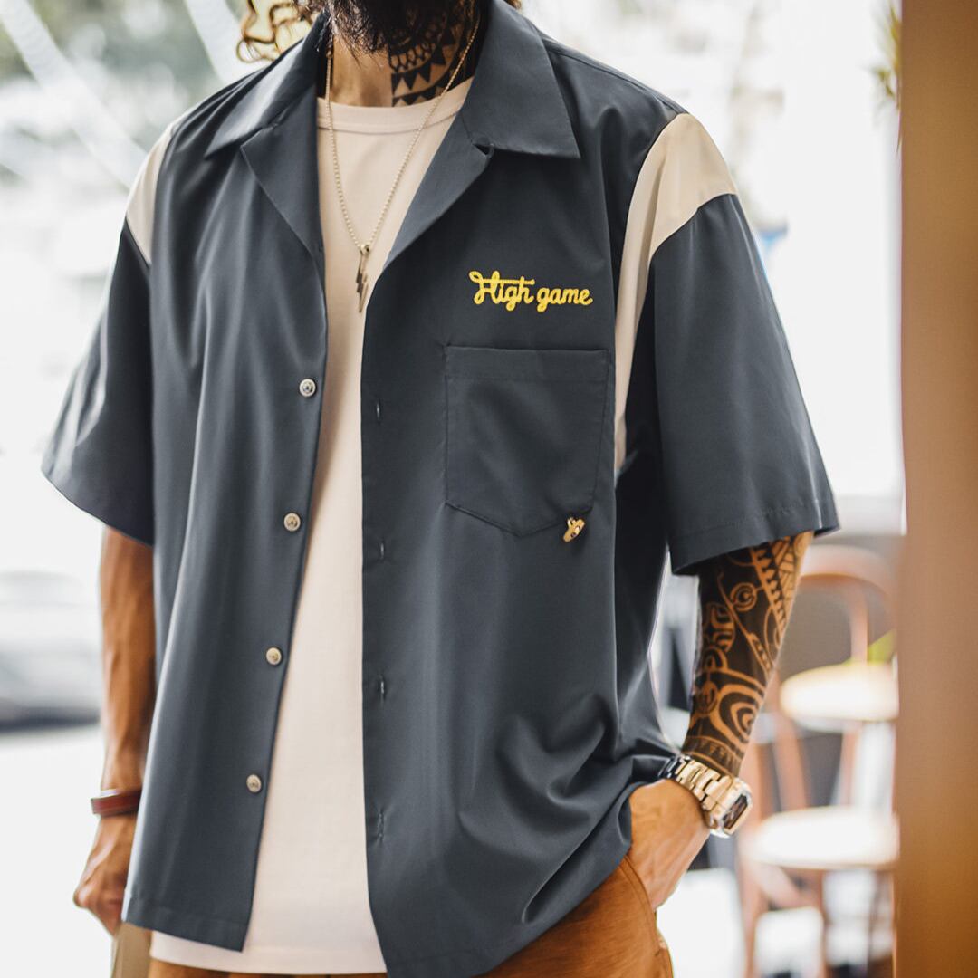 Cuban Collar Short-Sleeve Shirt(GV353)
